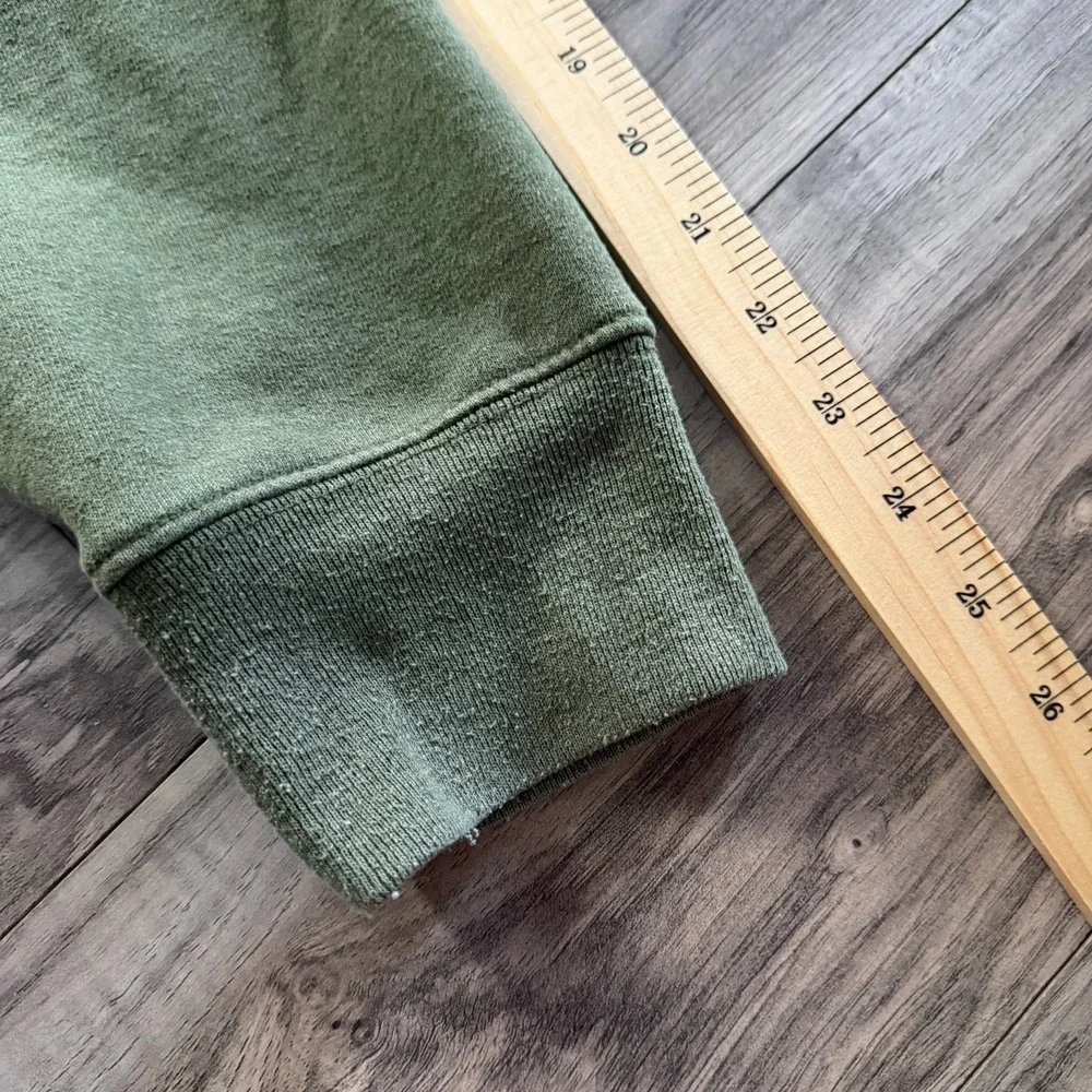 The North Face Hoodie Mens Olive Green Red Logo Pullover Hooded Sweatshirt Large